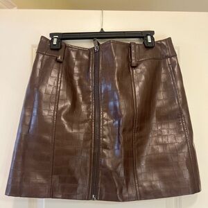 H&M Chocolate Brown Textured Mini Skirt